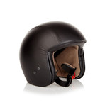 Black Leather Helmet // No Visor (21.3" Circumference // XS)
