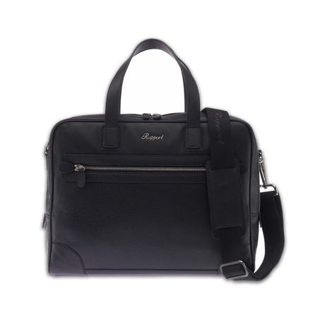 Berkeley Top Zip Grain Leather Briefcase // Black