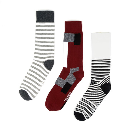 The Dapper Man // Charcoal + Ivory + Red + Black + White // Set Of 3