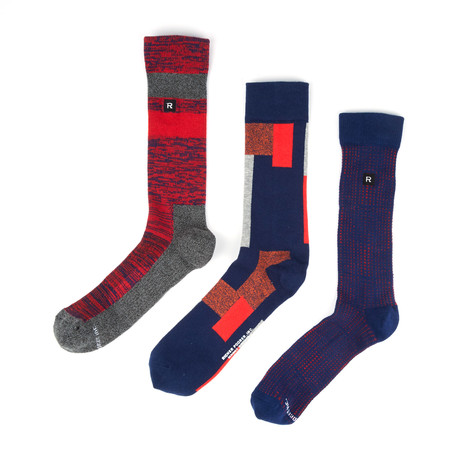 The Well Rounded Man // Charcoal + Red + Navy + Orange // Set Of 3