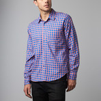 Howard Gingham Button-Up // Blue + Coral (XL)
