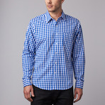 Howard Gingham Button-Up // Blue + White (L)