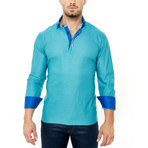 Maceoo // Long-Sleeve Polo // Turquoise (2XL)