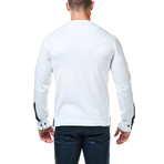 V-Neck Jacquard Square Dress Shirt // White + Black (S)
