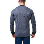 V-Neck Jacquard Square Dress Shirt // Grey (XL)