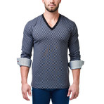 V-Neck Jacquard Square Dress Shirt // Grey (2XL)