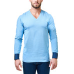 V-Neck Dress Shirt // Blue (M)