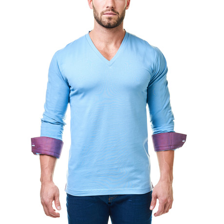 V-Neck Dress Shirt // Blue (XS)