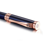 Octavius 18K Rose Gold + Navy Crystal Rollerball Pen