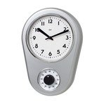 Retro Kitchen Timer Wall Clock // Satin Silver