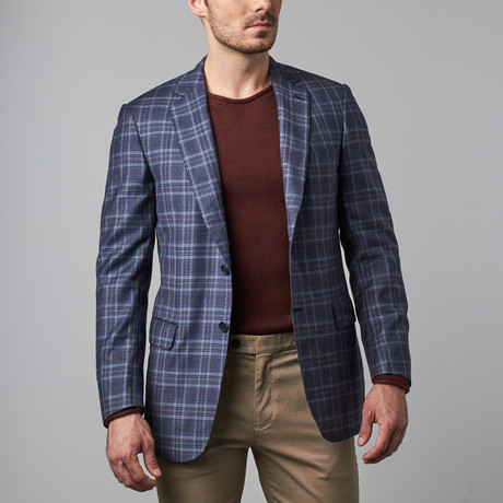 Windowpane Plaid Formal Jacket // Blue (Euro: 48)