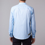 Floral Stripe Button-Up Shirt // Blue (L)