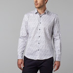 Marble Dot Print Button-Up Shirt // White (XL)