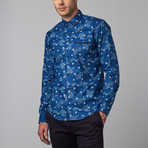 Geo Daisy Button-Up Shirt // Blue (XL)
