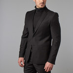 Textured Twill Notch Lapel Light Weight Suit // Black (Euro: 50)