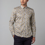Flower Ditzy Print Button-Up Shirt // Yellow (S)