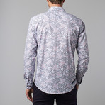 Geo Daisy Button-Up Shirt // White + Blue (XL)