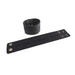 Wide Threaded Leather Cuff Bracelet (Brown)
