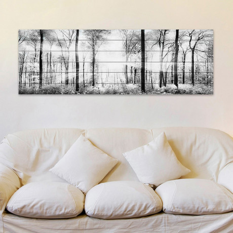 Forest White Print on White Wood (10"H x 30"W x 1.5"D)
