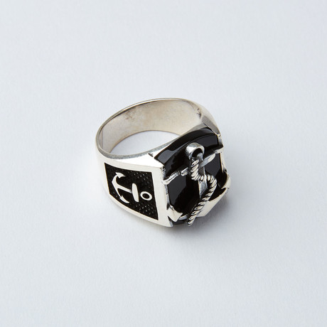 Anchor Onyx Ring (Size 8)