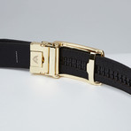 Black Top Grain Leather Belt // Gold