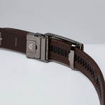 Brown Top Grain Leather Belt // Tartan