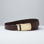 Black Top Grain Leather Belt // Tartan