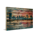 Dusk in the City // Natural Pine Wood (36"W x 24"H x 1.5"D)