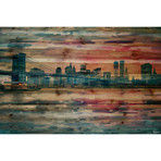 Dusk in the City // Natural Pine Wood (36"W x 24"H x 1.5"D)