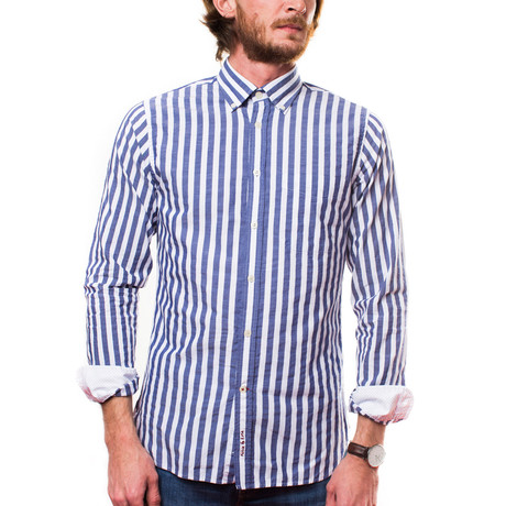 Cash Casual Shirt // Navy + White Stripes (S)