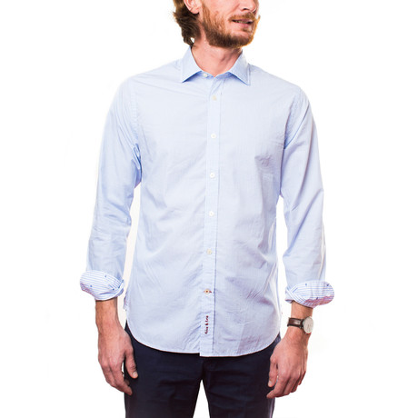 Toc Toc Casual Shirt // Light Blue + White Pattern (S)