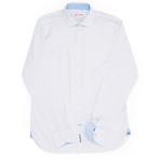 Abbie & Rose // Piaw Casual Shirt // White + Blue Micro Pattern (S)