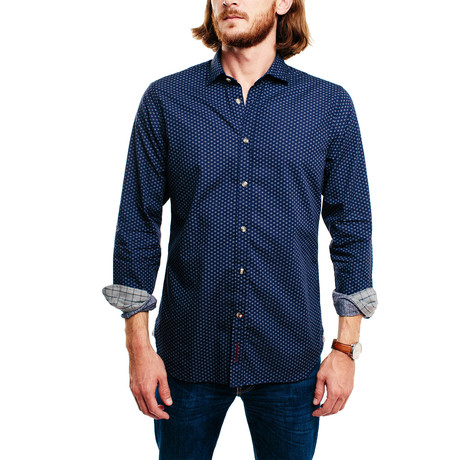 Baoum Casual Shirt // Dark Navy + Micro Pattern (S)