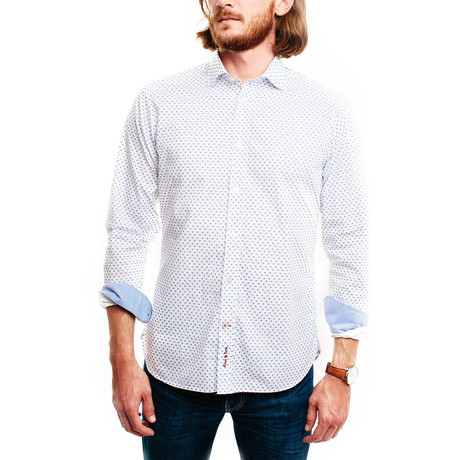 Bunk Casual Shirt // White + Blue Micro Pattern (S)