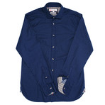 Baoum Casual Shirt // Dark Navy + Micro Pattern (M)