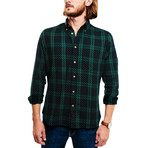 Abbie & Rose // Hipipip Casual Shirt // Forest Green Plaid + White Micro Pattern (S)