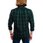 Abbie & Rose // Hipipip Casual Shirt // Forest Green Plaid + White Micro Pattern (S)