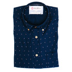 Tucutuc Casual Shirt // Dark Navy + Coloured Micro Pattern (M)