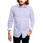 Bzoing Casual Shirt // White + Navy Pattern (L)