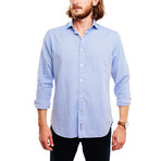 Pinpon Casual Shirt // Light Blue + Navy Micro Pattern (M)