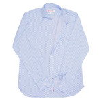 Pinpon Casual Shirt // Light Blue + Navy Micro Pattern (M)