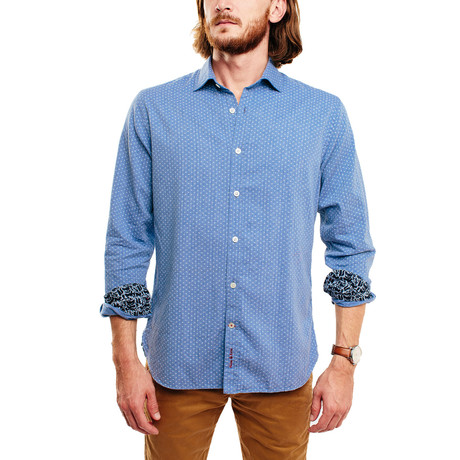 Tabada Casual Shirt // Light Blue + White Micro Pattern (S)