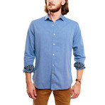 Tabada Casual Shirt // Light Blue + White Micro Pattern (L)