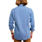 Tabada Casual Shirt // Light Blue + White Micro Pattern (L)