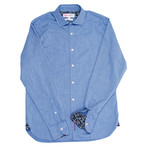 Tabada Casual Shirt // Light Blue + White Micro Pattern (L)