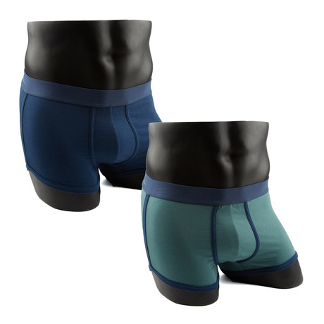 Boxer Briefs // Navy Blue + Green // Pack of 2 (S)