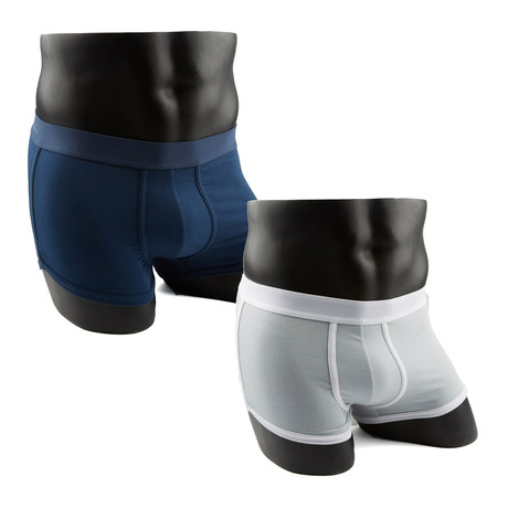 Boxer Briefs // Navy Blue + White + Grey // Pack of 2 (S)