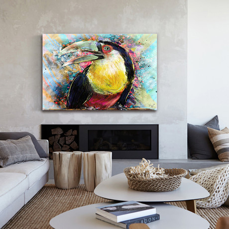 Yellow Breasted Toucan Painting Print // Wrapped Canvas (18"W x 12"H x 1.5"D)