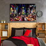 Party City at Night Painting Print // Wrapped Canvas (18"W x 12"H x 1.5"D)