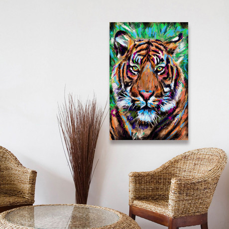 Tiger Face Painting Print // Wrapped Canvas (12"W x 18"H x 1.5"D)